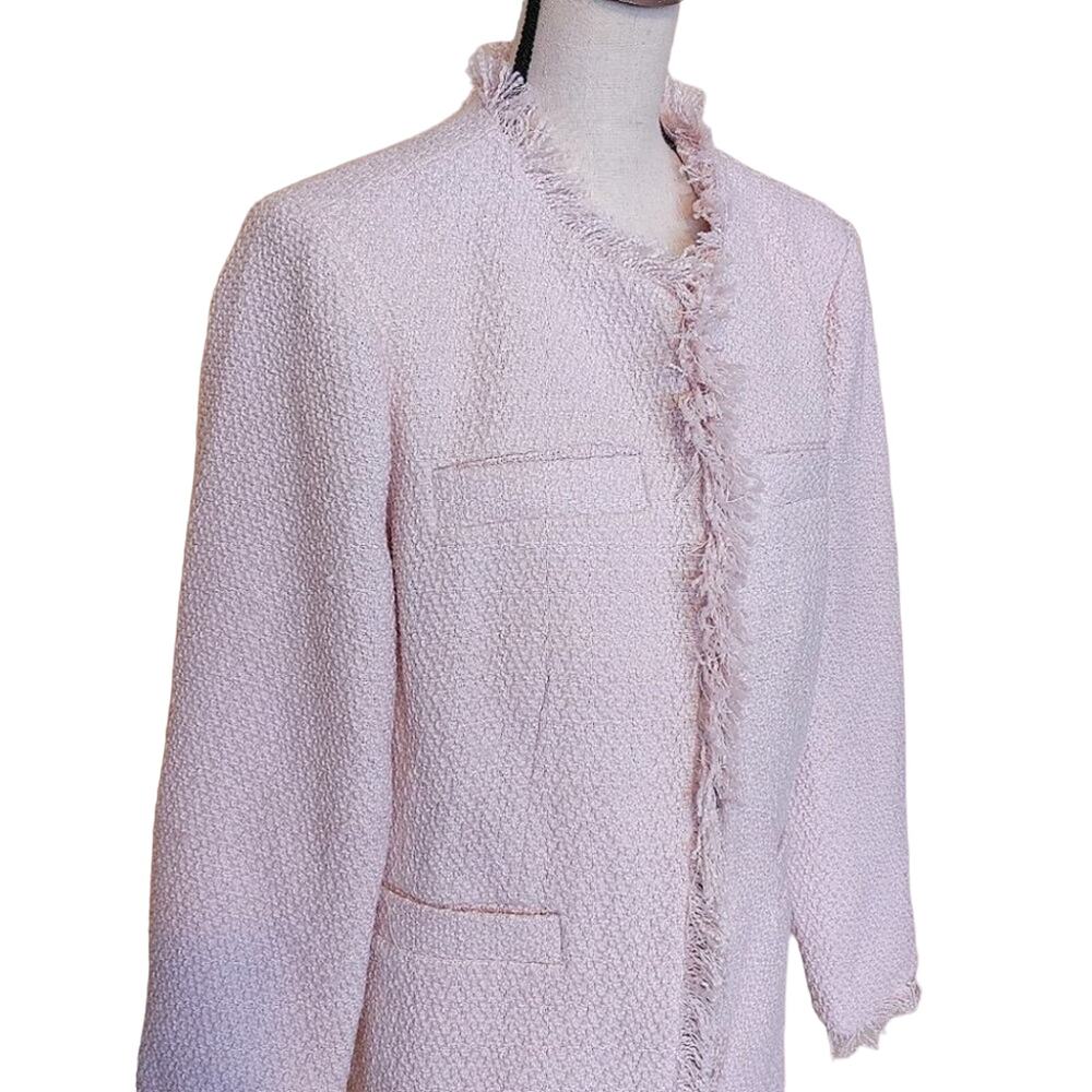 Venus Pale Pink Size 16 Coat Long Sleeve Pastel Fringe Winter Warm Retro